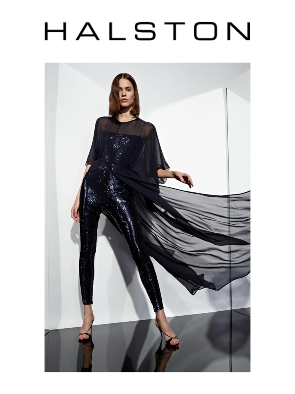 HALSTON AJ Chiffon Caftan With Jumpsuit